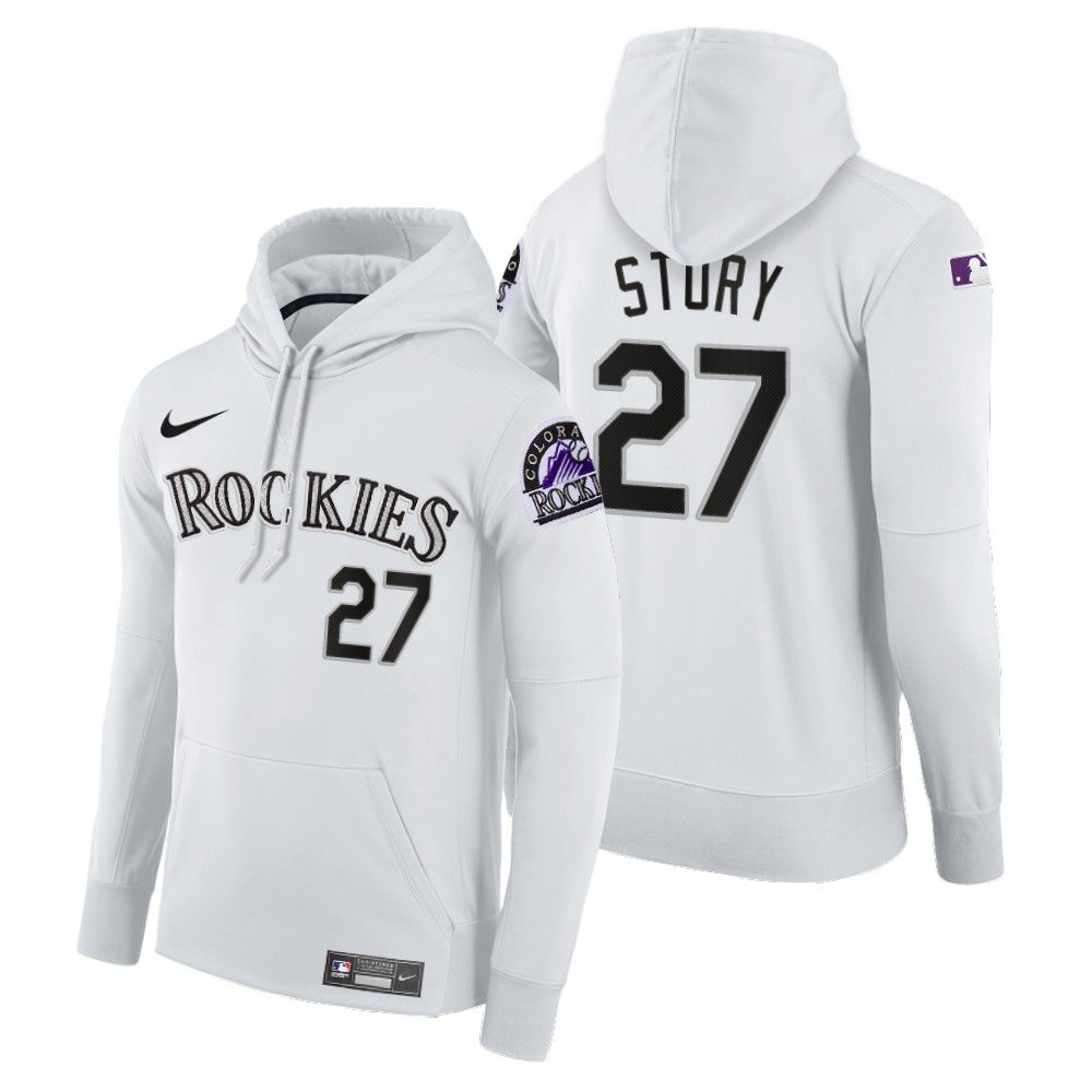 Men Colorado Rockies #27 Story white home hoodie 2021 MLB Nike Jerseys